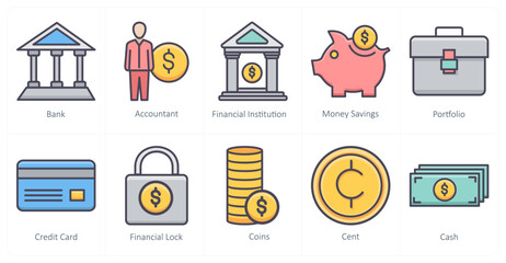 A set of 10 business icons as bank, accountant, financial institution