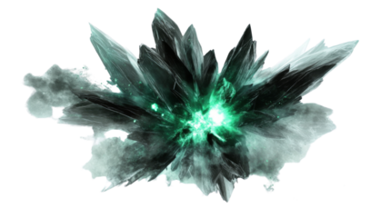 Smoky burst with glowing green accents transparent background