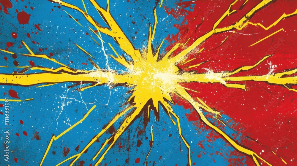 Poster colorful abstract background with yellow explosion and dynamic lines