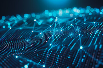 abstract business connection of line from nail node to node on world map background Innovation network points Earth's surface