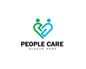 people love care logo icon design for social help, Charity and support concept and happy life logo symbol