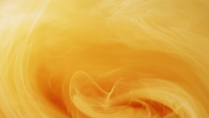 Shimmer fog. Shiny swirl. Defocused bright yellow orange cloud paint ink vapor steam mist vortex...