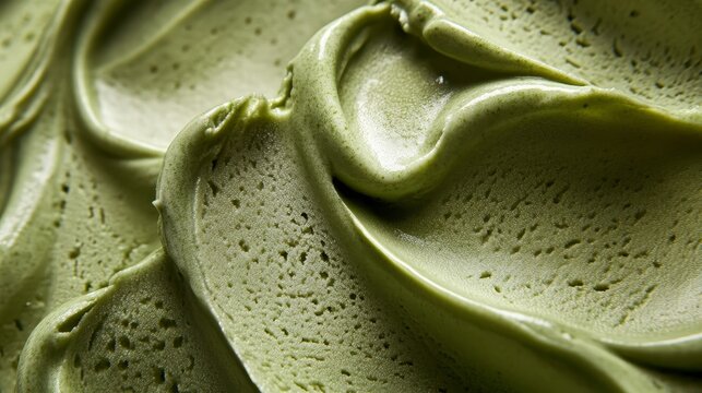 ultra-close macro shot of premium matcha frozen cream, luxurious swirled texture, elegant food styling, botanical green tones, sophisticated dessert composition, fine grain detail, culinary artistry