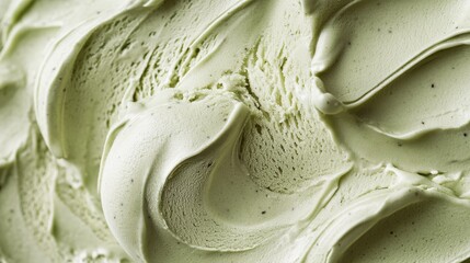 macro photography of handcrafted green tea ice cream, velvety smooth texture, elegant swirled pattern, premium frozen dessert, pastel pistachio tones, gourmet culinary detail, professional food