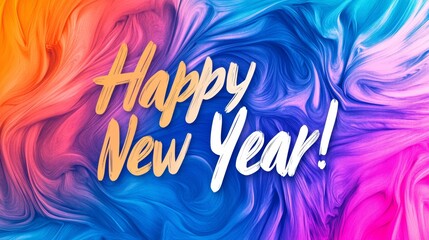 Obraz premium Happy New Year! Celebrate the new year with this vibrant, colorful abstract design. Perfect for cards, social media, or any celebratory project!