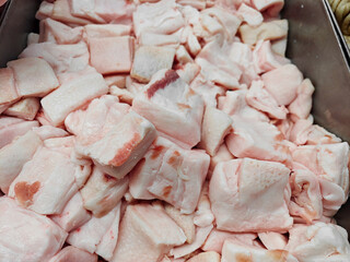 Fresh Cut Pork Fat for Cooking and Culinary Uses in Kitchen