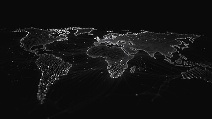 abstract business connection of line from nail node to node on world map background Innovation network points Earth's surface
