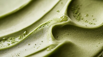 extreme close view of traditional matcha frozen dessert, rich creamy waves, minimalist japanese aesthetic, earthy green hues, delicate crystalline structure, high-end gastronomy, soft focus details
