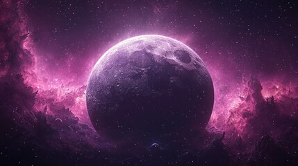 Obraz premium Unknown planet eclipse. Abstract cosmic background with place for Your text.