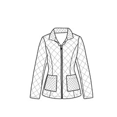 Women's coat short quilted puffer long sleeve belted jacket with double pockets © Arfa Yudha