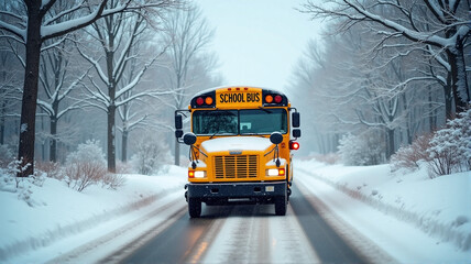 Obraz premium school bus in the snow