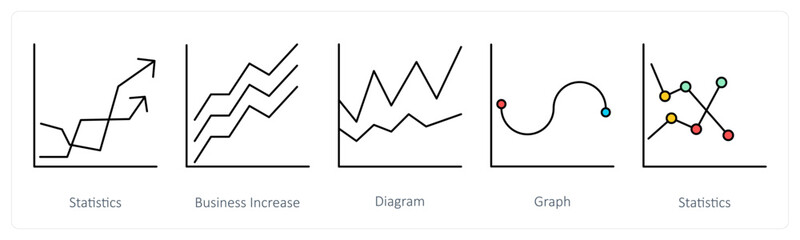 A set of graph icons as statistics, business increase, diagram