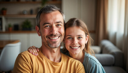 Happy father and daughter