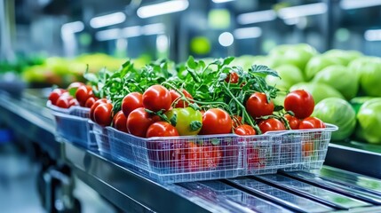 Fluctuating costs in tomato production farm facility infographic industrial setting aerial view expense analysis