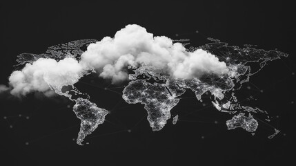 abstract business connection of line from nail node to node on world map background Innovation network points Earth's surface
