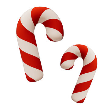 a red and white candy cane, bengala doce natal 3d, asset 3d para design, PNG sem fundo transparente