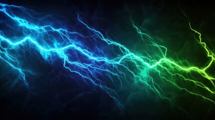 Fototapeta premium Vibrant Electric Lightning Bolt in Cool Colors on Dark Background