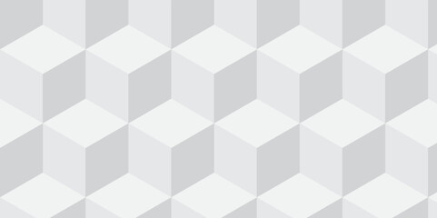 White geometric cube creative concept triangle overlap square technology background. digital cubes fabric and wallpaper grid block texture background.	
