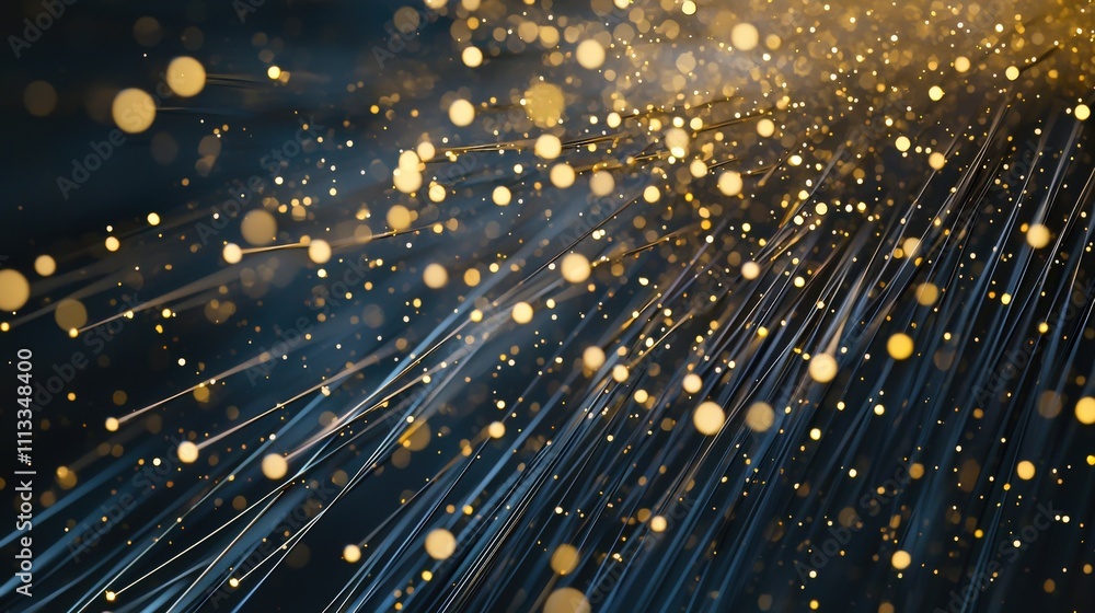 Poster golden pin comet formation macro photography abstract light display dark background artistic viewpoi