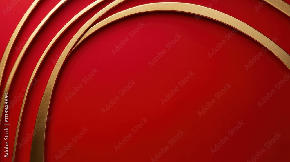 Aufkleber elegant red background with curved gold lines for design use