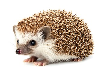 Fototapeta premium Adorable baby hedgehog isolated on white background