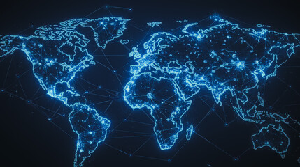 Fototapeta premium abstract business connection of line from nail node to node on world map background Innovation network points Earth's surface
