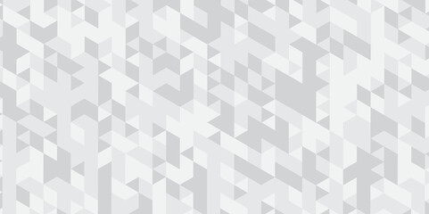 Abstract geometric white and gray background seamless low polygon triangle texture wallpaper. Triangle shape retro wall grid pattern geometric ornament tile vector square element design.