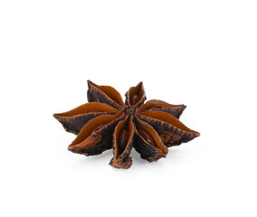 A single, dried star anise pod with eight points and visible seeds, isolated on a transparen png.