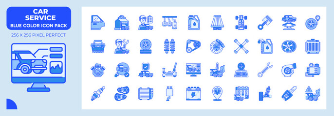 Car Service Blue Icons Pack, Contain Such Icons as car insurance,technician,garage and more