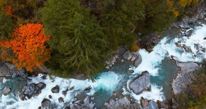 topview of stream in the mountain