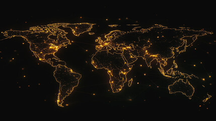 abstract business connection of line from nail node to node on world map background Innovation network points Earth's surface