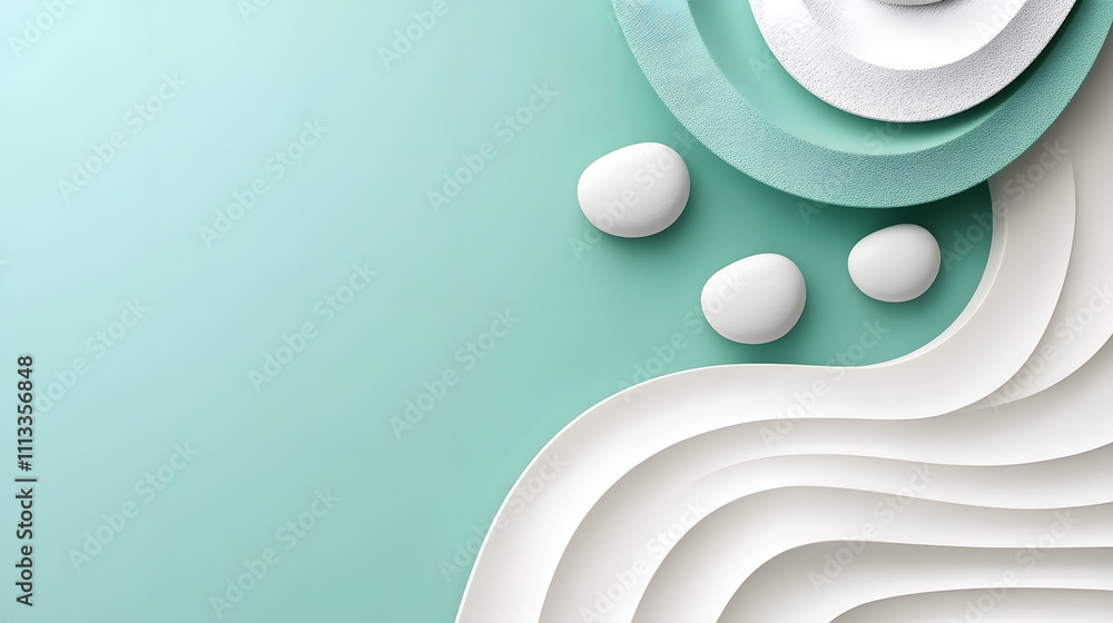 Poster minimalist abstract art with curved lines and egg shapes digital design soft color palette modern ae