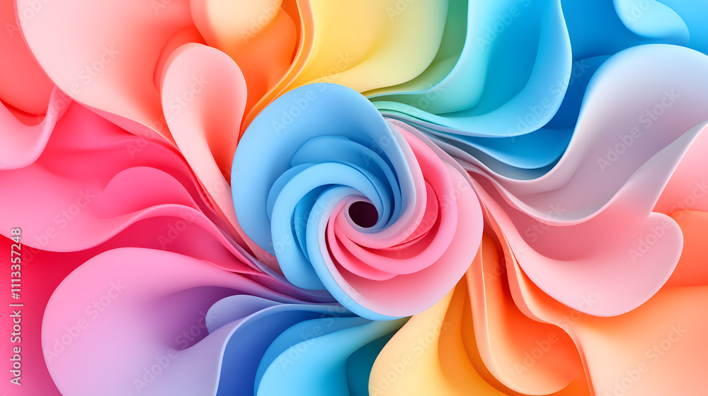 Poster vibrant colorful swirl artwork displaying fluid motion abstract digital art environment close-up vie