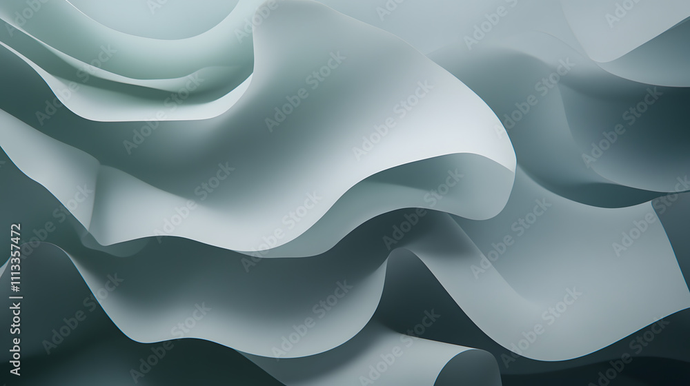 Poster dynamic flow of white paper waves abstract setting visual art content soft textures artistic perspec