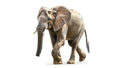 Obraz premium African Elephant Walking Isolated On White Background