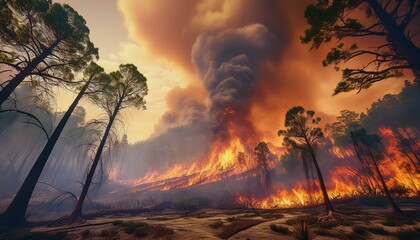 Fototapeta premium The smell of smoke fills the air ominously. 