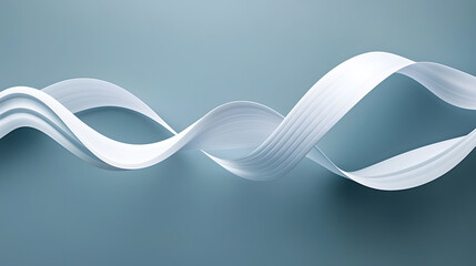 Fototapeta premium Elegant white ribbon flow minimalist studio abstract art soft lighting close-up view modern design concept