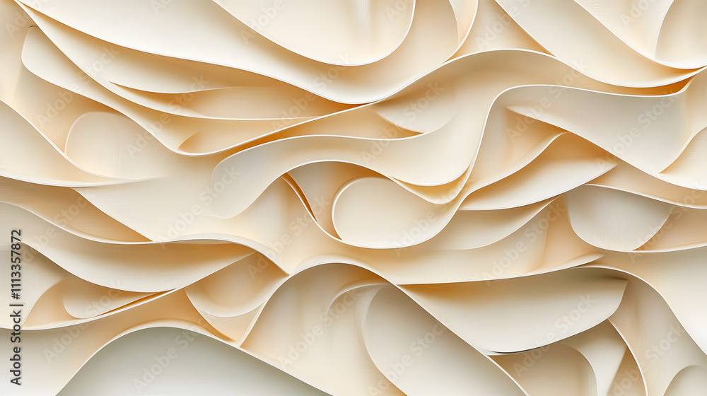 Poster abstract paper waves creative studio digital art soft tones close-up view flowing forms for artistic