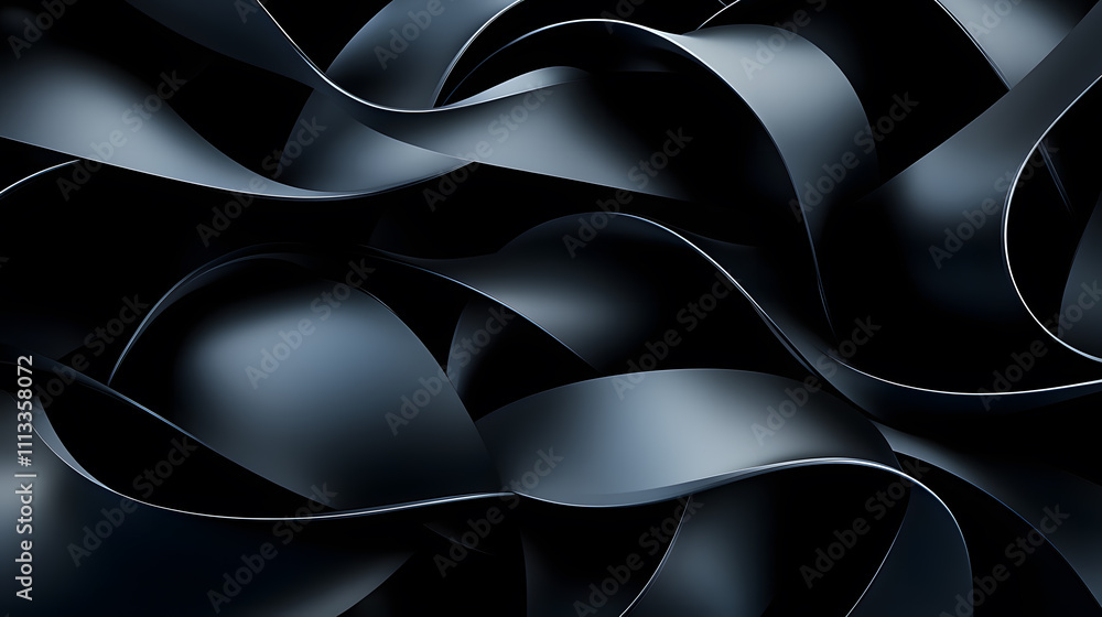 Poster dynamic black wave patterns abstract art digital design modern aesthetic close-up view visual flow c