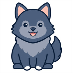 Fototapeta premium Cute Baby Schipperke Dog Sitting Clipart Illustration 