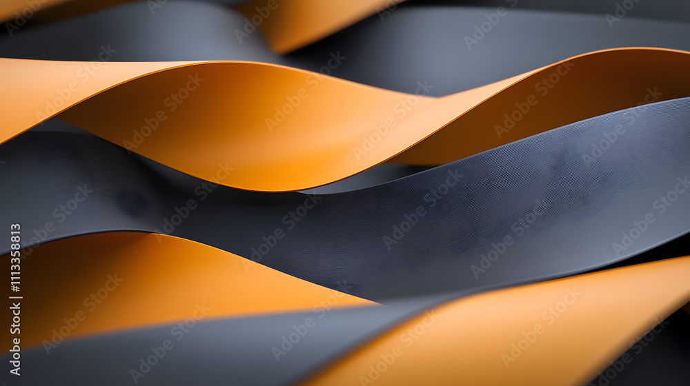 Poster dynamic flow of black and orange waves abstract design studio setting textured surfaces artistic per