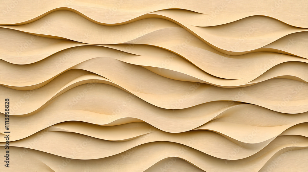 Aufkleber flowing wave patterns in soft beige tones abstract art design digital art minimalist style close-up 