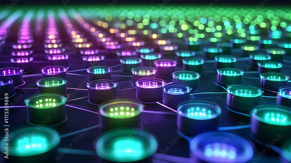 Aufkleber dynamic led array display studio environment digital art vibrant lighting close-up view modern techn