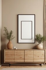 "Elegant Mockup Frame in a Cozy Scandinavian-Style Living Room"
