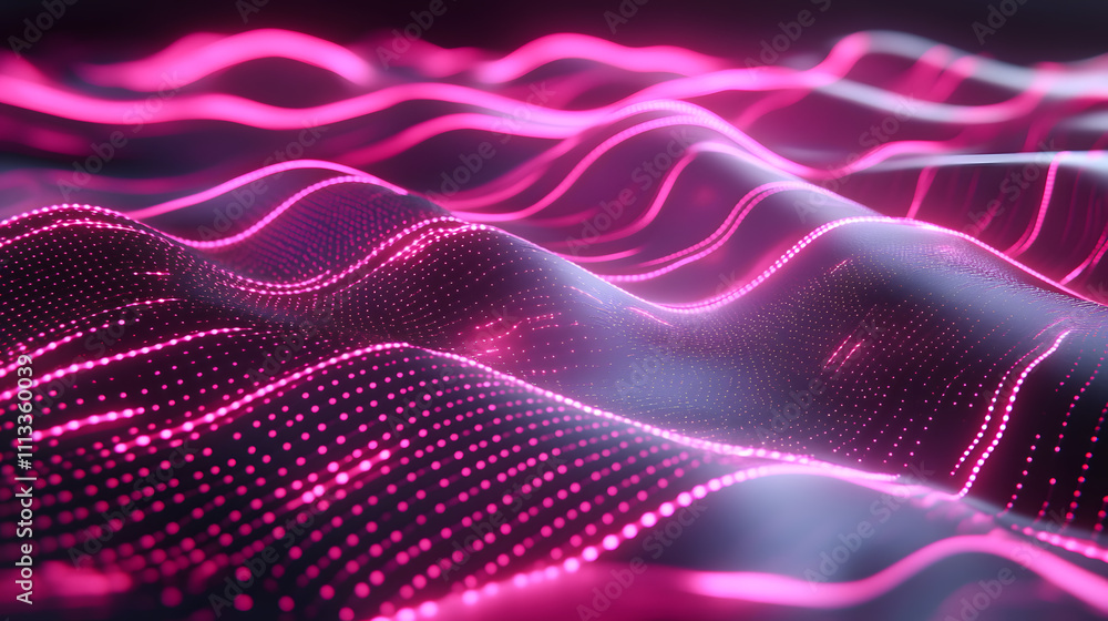 Poster dynamic wave patterns digital realm abstract animation futuristic environment close-up view technolo