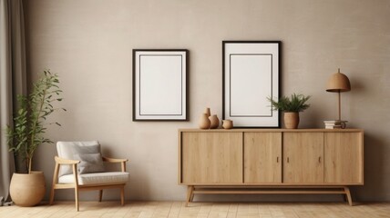 "Elegant Mockup Frame in a Cozy Scandinavian-Style Living Room"

