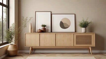 "Elegant Mockup Frame in a Cozy Scandinavian-Style Living Room"

