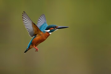 Obraz premium Majestic Kingfisher in Flight Vibrant Colors Against a Soft Background