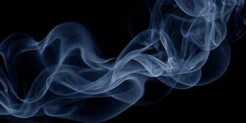 Faszinierende blaue Rauchschwaden auf schwarzem Hintergrund - Elegante Formen und sanfte Bewegungen