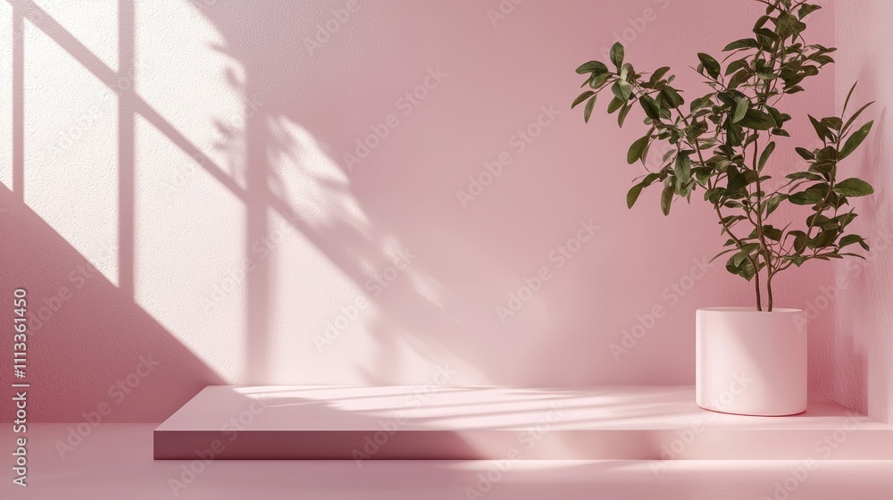 Poster clean presentation mockup with soft gradients and natural elements for design projects